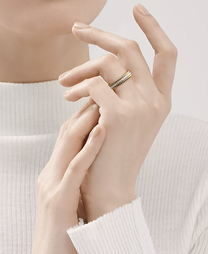 [Regalia Jewels]ROPE TWO-ROW GOLD DIAMOND RING
