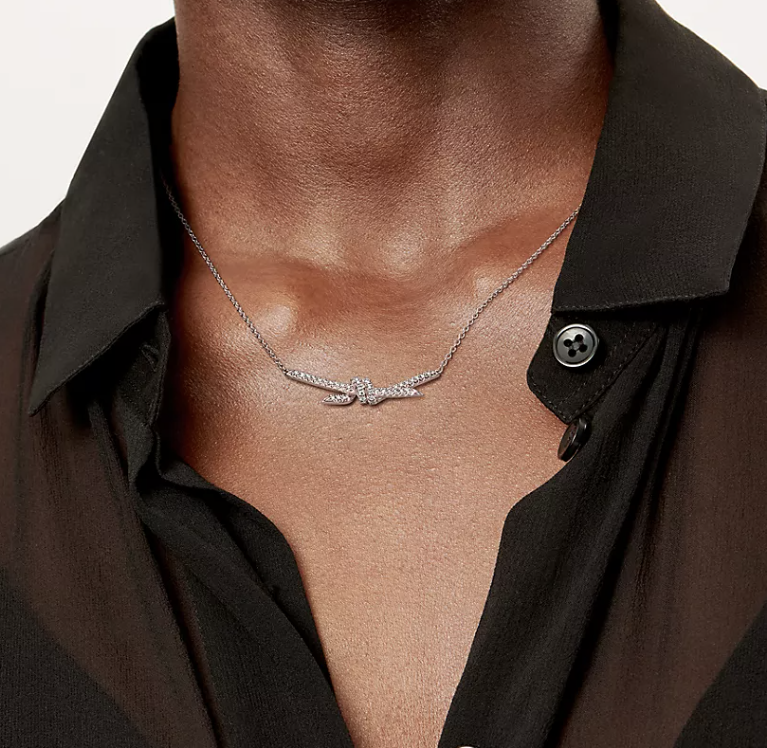 [Regalia Jewels]KNOT PENDANT SILVER DIAMOND NECKLACE