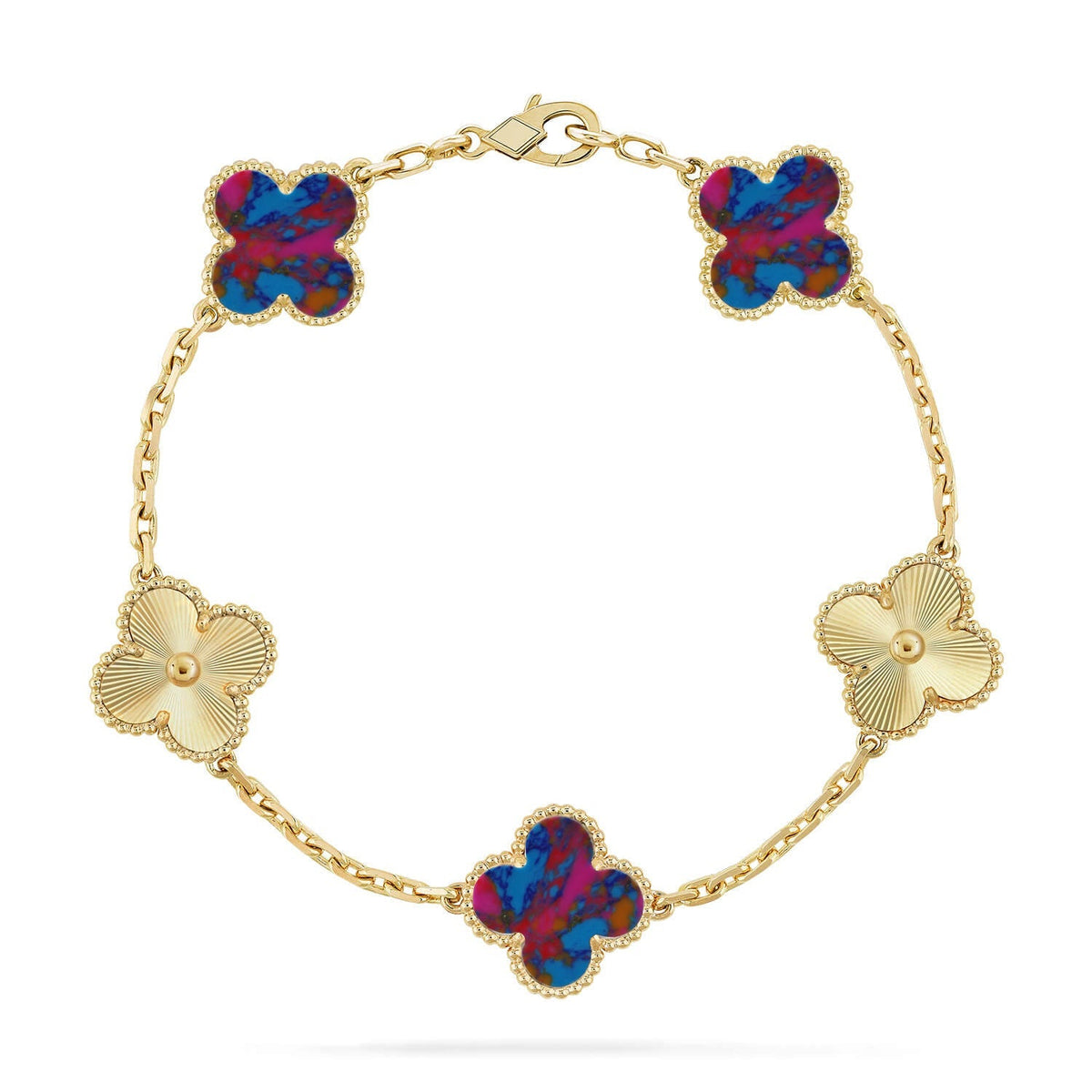 [Regalia Jewelry]CLOVER 5 MOTIF COLOR GEMSTONES BRACELET COLLECTION