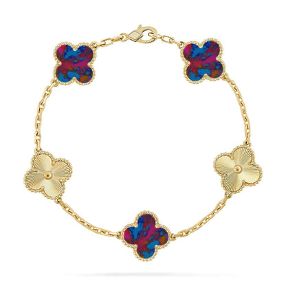 [Regalia Jewelry]CLOVER 5 MOTIF COLOR GEMSTONES BRACELET COLLECTION