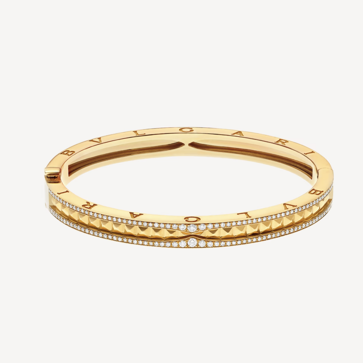 [Regalia Jewelry]ZERO 1 SPIRAL AND PAVED DIAMOND GOLD BRACELET