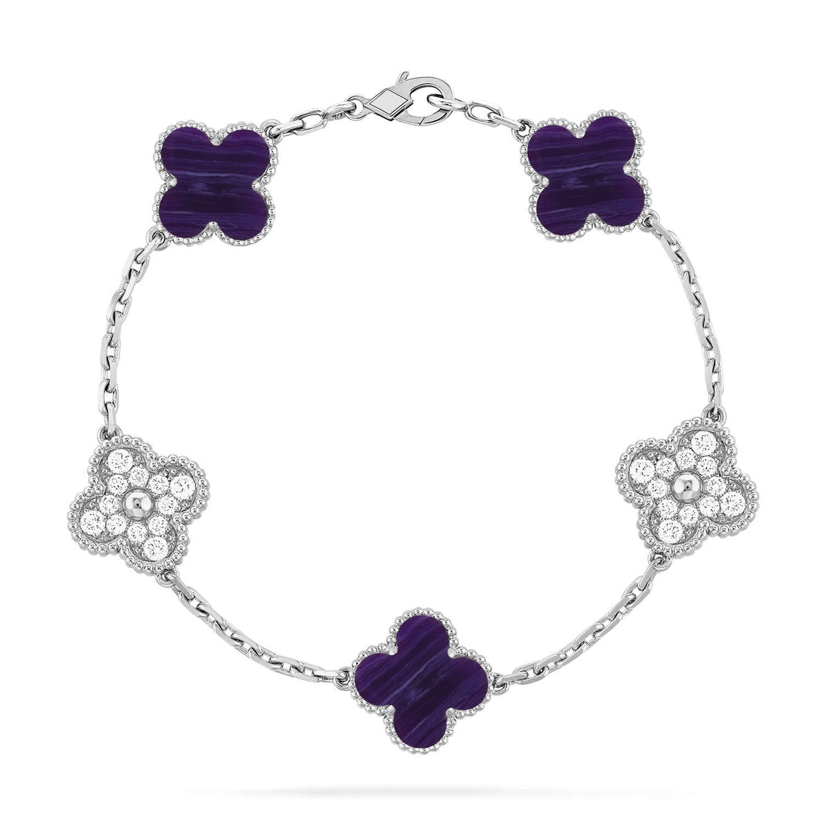 [Regalia Jewelry]CLOVER 5 MOTIF PURPLE STRIPES BRACELET COLLECTION