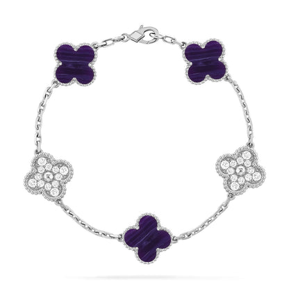 [Regalia Jewelry]CLOVER 5 MOTIF PURPLE STRIPES BRACELET COLLECTION