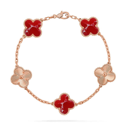 [Regalia Jewelry]CLOVER 5 MOTIF RED PATTERN BRACELET COLLECTION