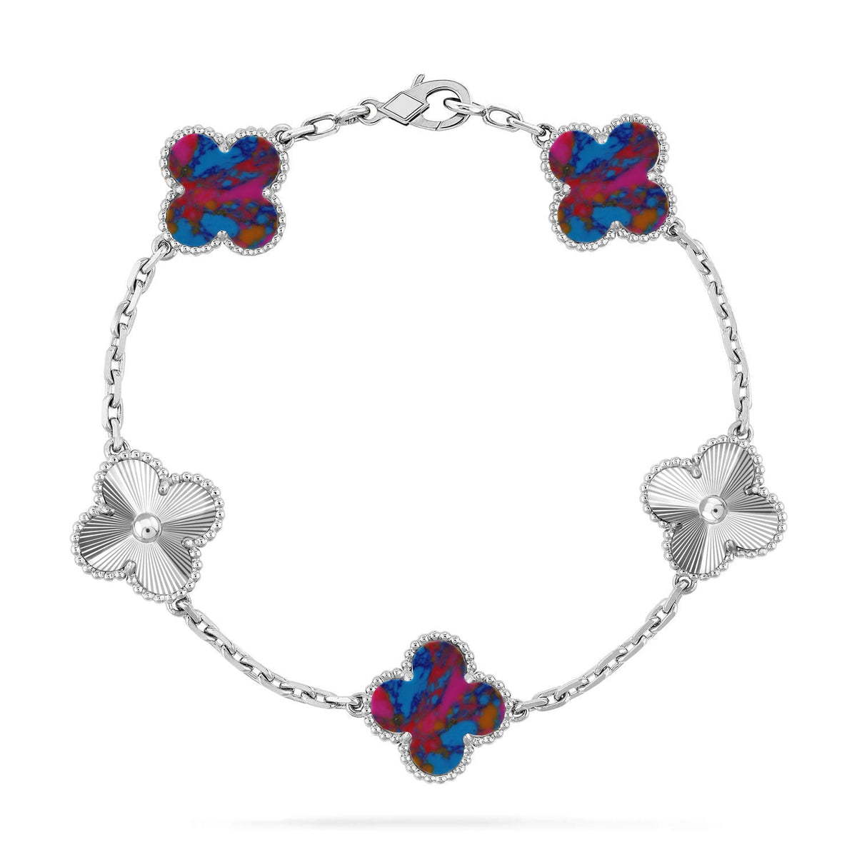 [Regalia Jewelry]CLOVER 5 MOTIF COLOR GEMSTONES BRACELET COLLECTION