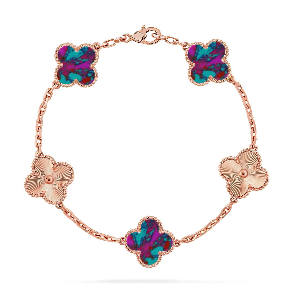 [Regalia Jewelry]CLOVER 5 MOTIF COLOR GEMSTONES BRACELET COLLECTION