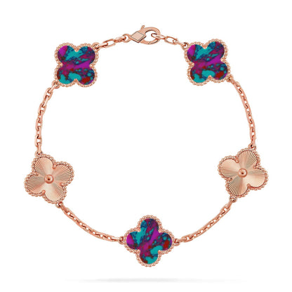[Regalia Jewelry]CLOVER 5 MOTIF COLOR GEMSTONES BRACELET COLLECTION