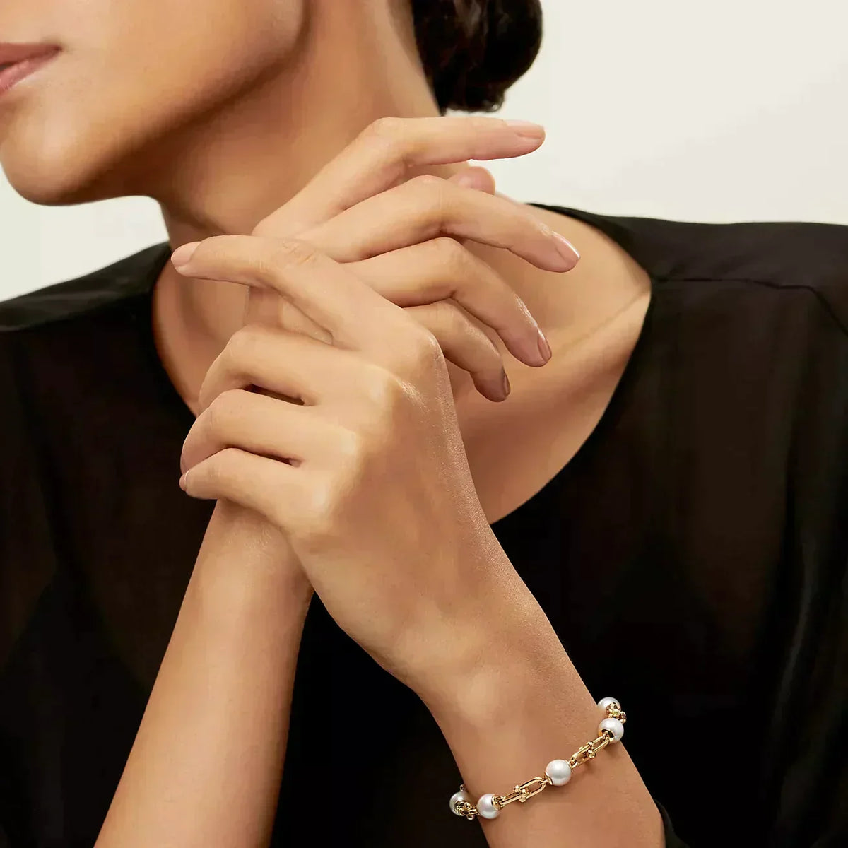 [Regalia Jewels]LINK BRACELET GOLD WITH FRESHWATER PEARLS