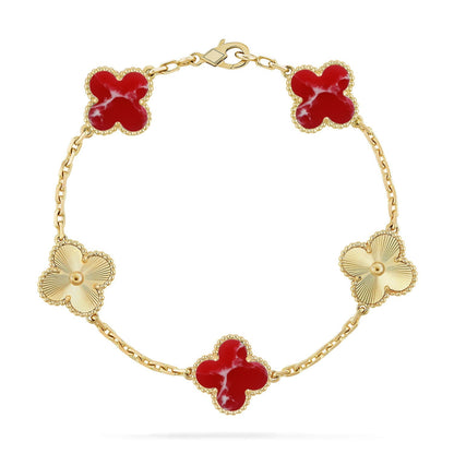 [Regalia Jewelry]CLOVER 5 MOTIF RED PATTERN BRACELET COLLECTION