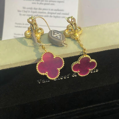 [Regalia Jewelry]NEW CLOVER 2 MOTIF PINK ENAMEL EARRINGS