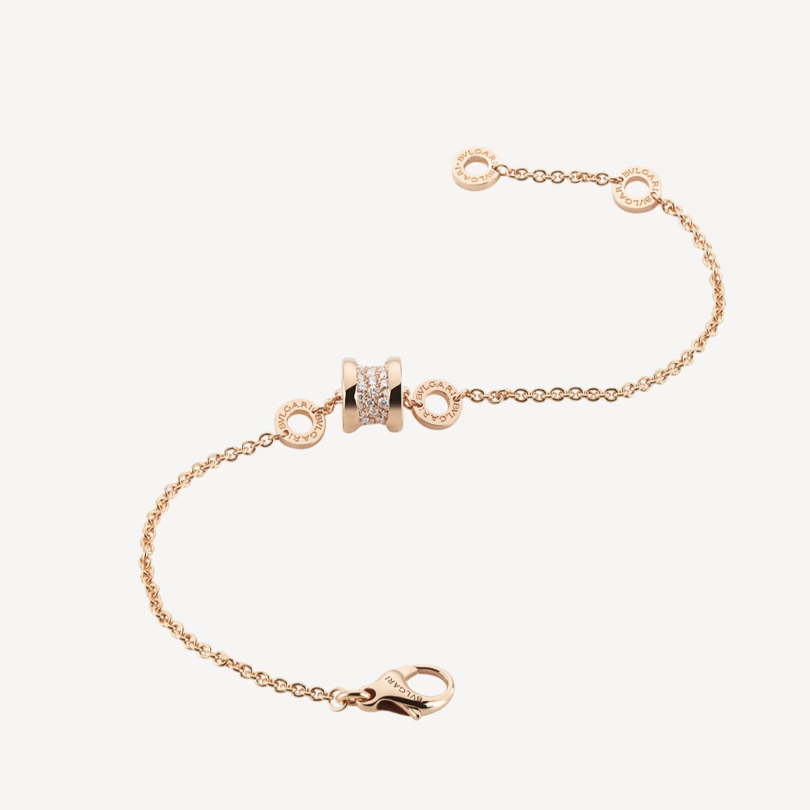 [Regalia Jewelry]ZERO 1 SOFT PINK GOLD WITH PAVED DIAMONDS ON THE SPIRAL BRACELET