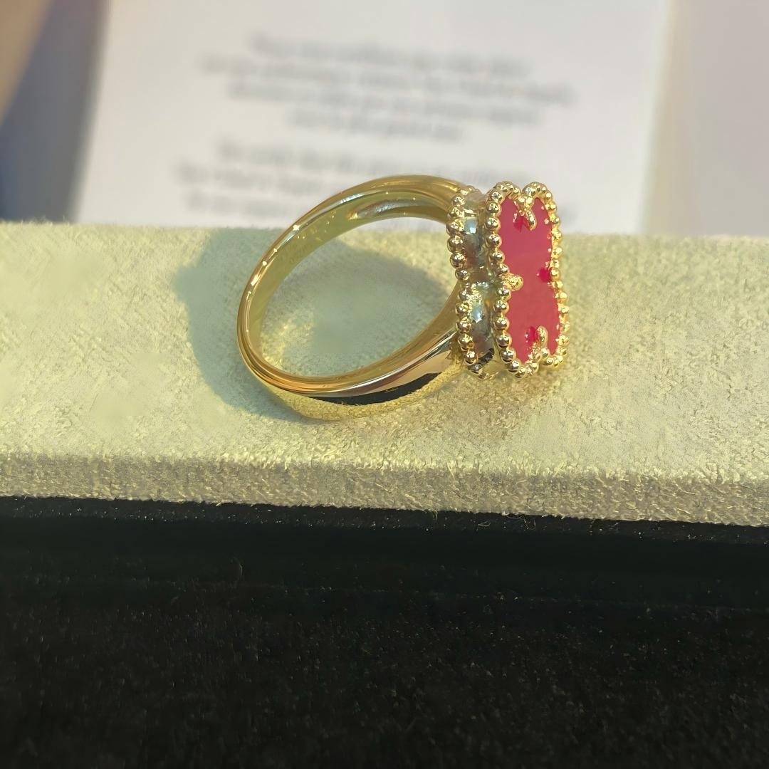 [Regalia Jewelry]NEW CLOVER PINK ENAMEL RINGS