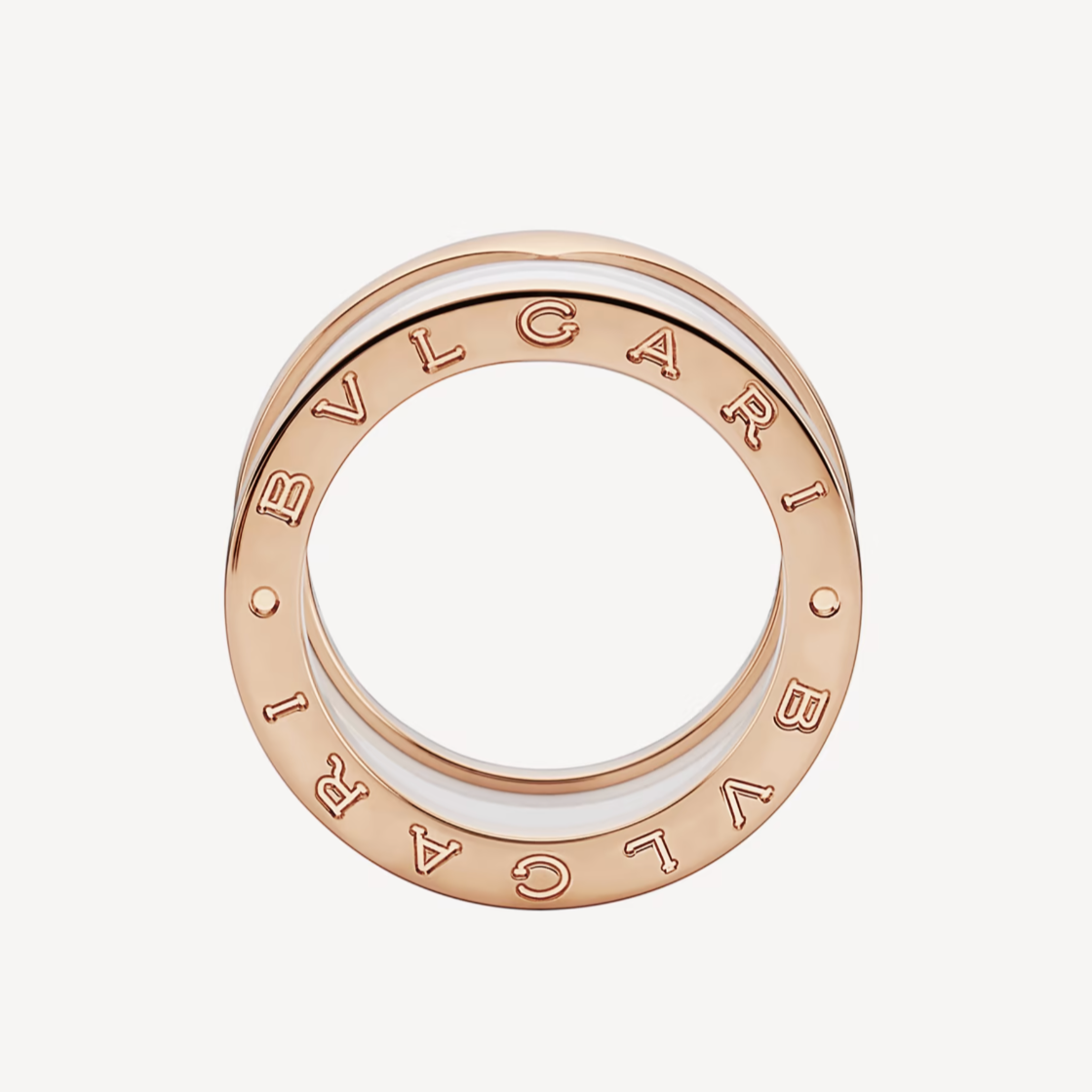 [Regalia Jewelry]ZERO 1 FOUR-BAND LOOPS AND WHITE CERAMIC SPIRAL PINK GOLD RING