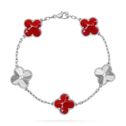 [Regalia Jewelry]CLOVER 5 MOTIF RED PATTERN BRACELET COLLECTION