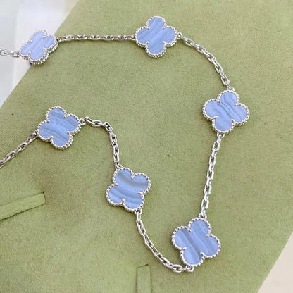 [Regalia Jewelry]CLOVER 10 MOTIFS PURPLE CHALCEDONY NECKLACE