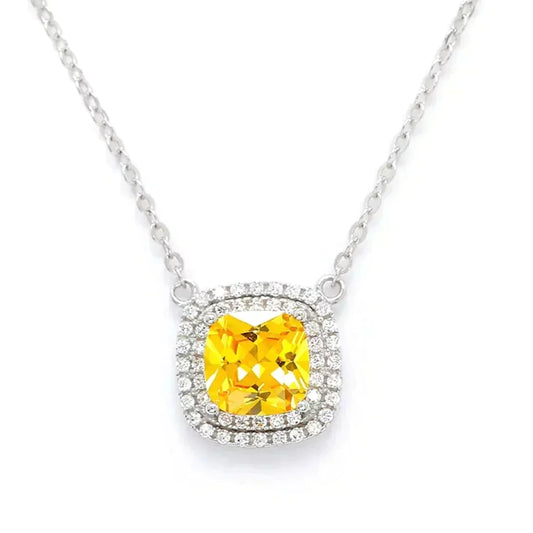 [Regalia Jewels]SPARKLERS CITRINE GEMSTONE PENDANT NECKLACE STERLING SILVER