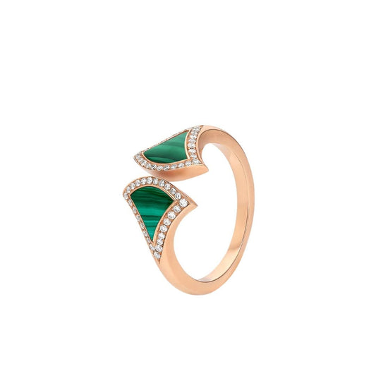 [Regalia Jewelry]DREAM MALACHITE DIAMOND OPEN RING