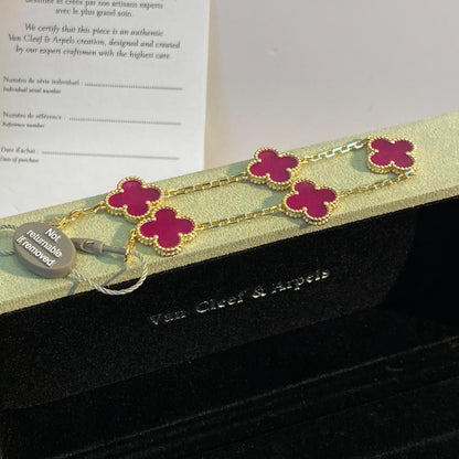 [Regalia Jewelry]CLOVER 5 MOTIFS PINK ENAMEL BRACELET