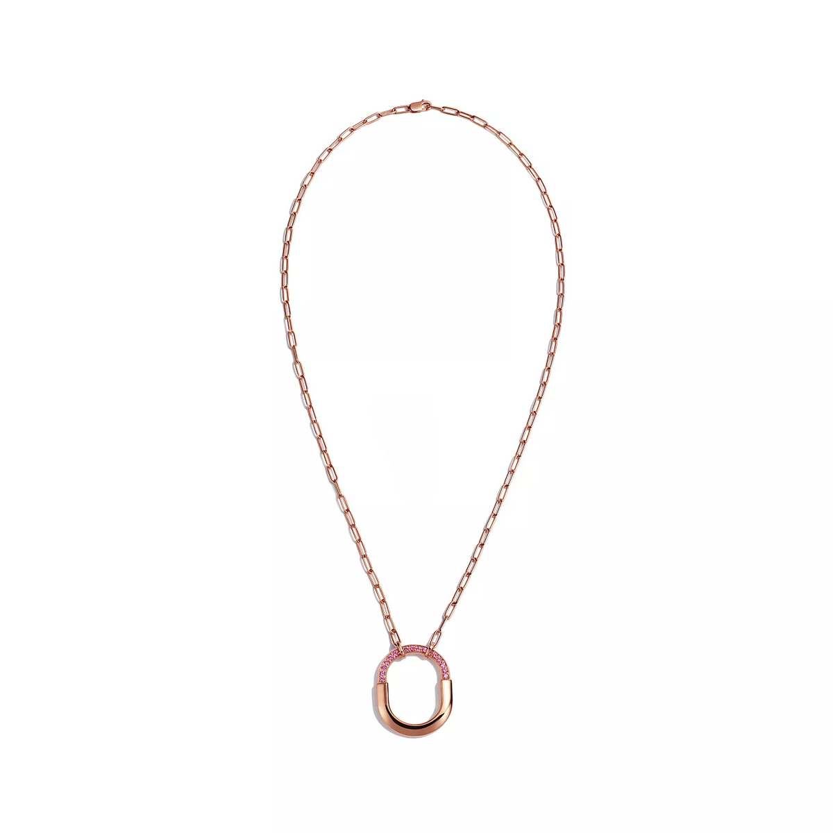 [Regalia Jewels]LOCK MEDIUM PENDANT PINK DIAMOND PINK GOLD NECKLACE