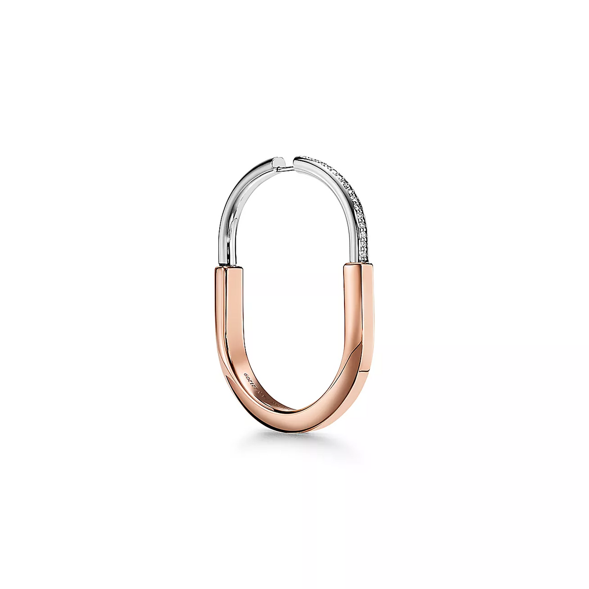 [Regalia Jewels]LOCK EARRINGS ROSE AND WHITE GOLD DIAMONDS EXTRA LARGE