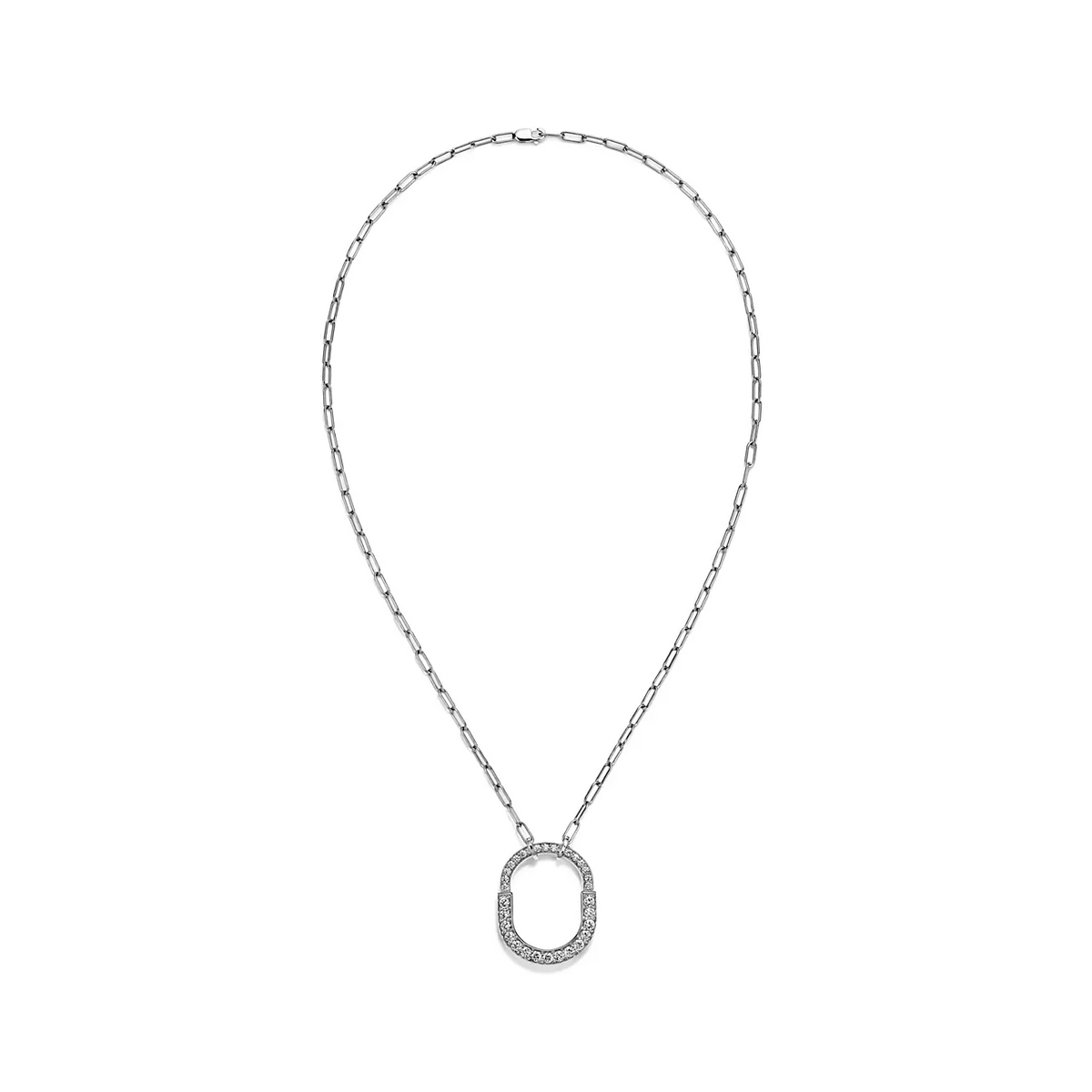 [Regalia Jewels]LOCK NECKLACE MEDIUM PENDANT SILVER PAVED DIAMONDS