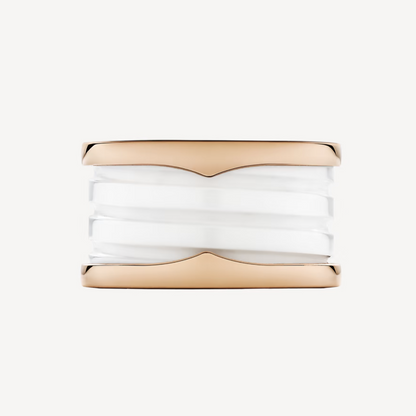 [Regalia Jewelry]ZERO 1 FOUR-BAND LOOPS AND WHITE CERAMIC SPIRAL PINK GOLD RING