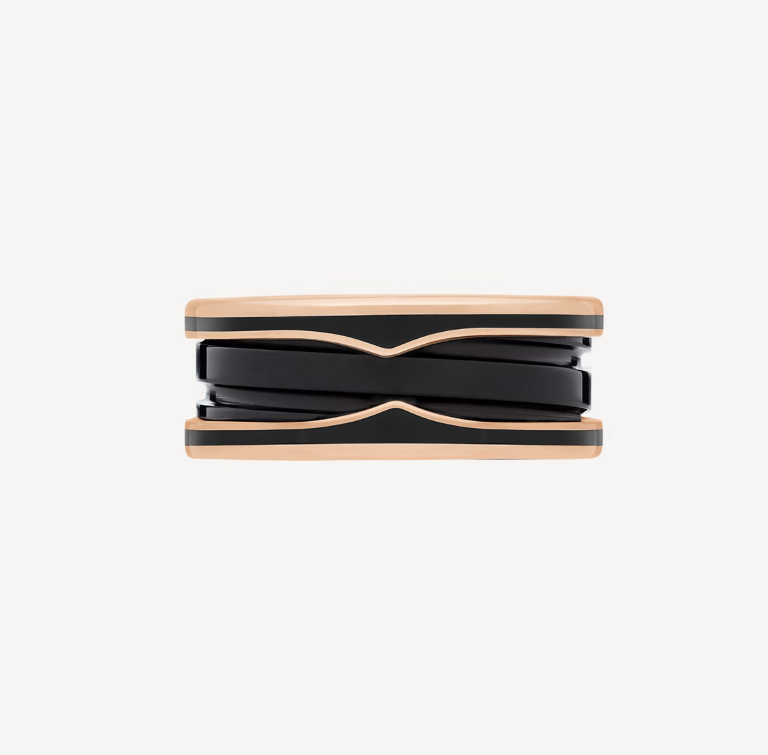 [Regalia Jewelry]ZERO 1 TWO-BAND WITH MATTE BLACK CERAMIC PINK GOLD RING