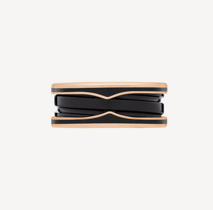 [Regalia Jewelry]ZERO 1 TWO-BAND WITH MATTE BLACK CERAMIC PINK GOLD RING