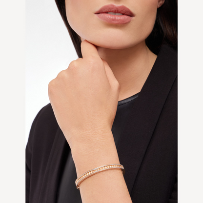 [Regalia Jewelry]ZERO 1 SPIRAL AND PAVED DIAMOND PINK GOLD BRACELET