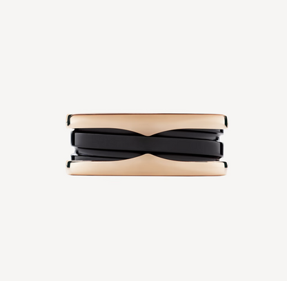 [Regalia Jewelry]ZERO 1 TWO-BAND LOOPS AND BLACK CERAMIC PINK GOLD RING