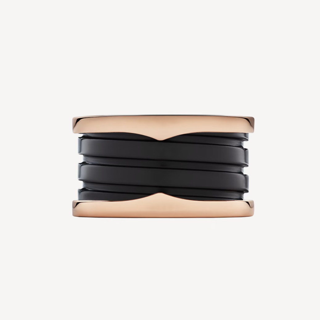 [Regalia Jewelry]ZERO 1 FOUR-BAND LOOPS AND BLACK CERAMIC SPIRAL PINK GOLD RING