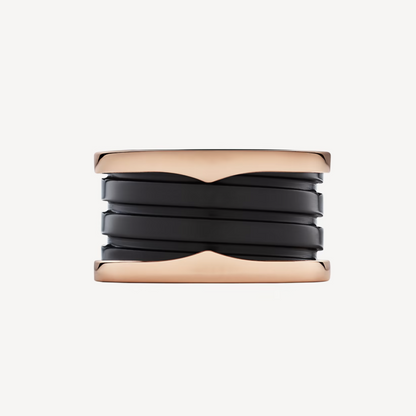 [Regalia Jewelry]ZERO 1 FOUR-BAND LOOPS AND BLACK CERAMIC SPIRAL PINK GOLD RING