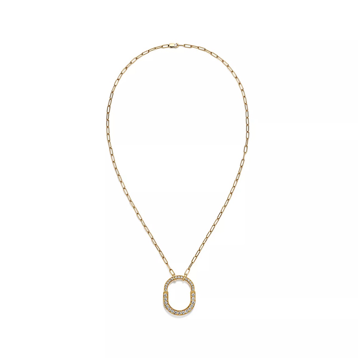 [Regalia Jewels]LOCK NECKLACE MEDIUM PENDANT GOLD PAVED DIAMONDS