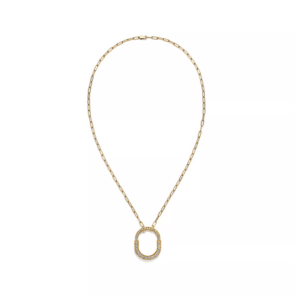 [Regalia Jewels]LOCK NECKLACE MEDIUM PENDANT GOLD PAVED DIAMONDS