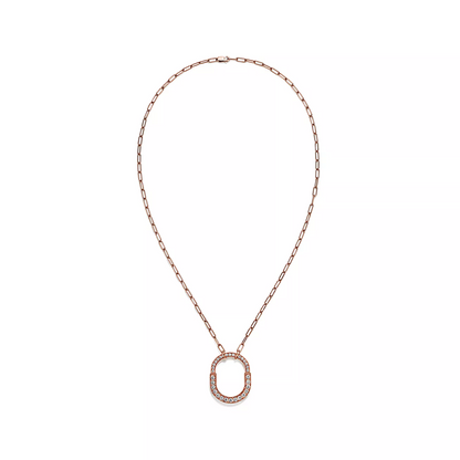 [Regalia Jewels]LOCK NECKLACE MEDIUM PENDANT PINK GOLD PAVED DIAMONDS