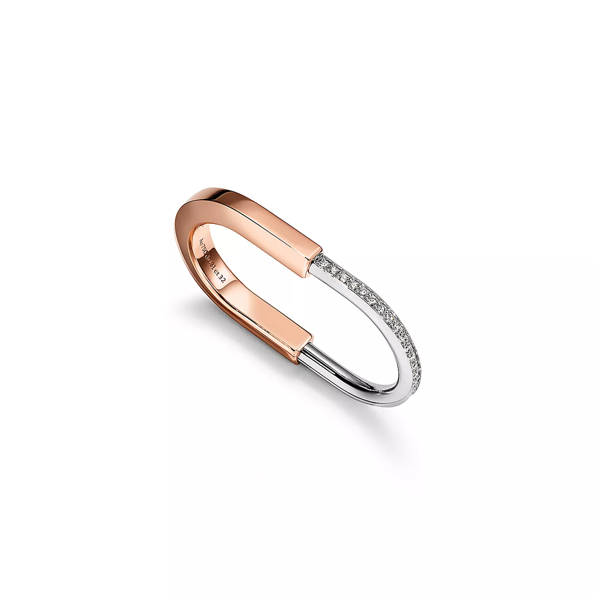 [Regalia Jewels]LOCK RING TOW-FINGER ROSE AND WHITE GOLD DIAMONDS
