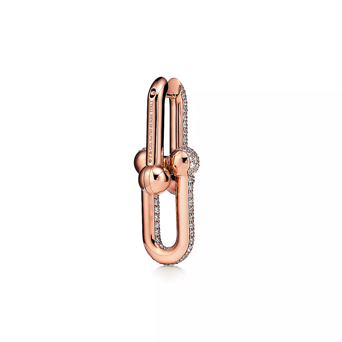 [Regalia Jewels]LARGE LINK EARRINGS PINK GOLD WITH PAVED DIAMONDS