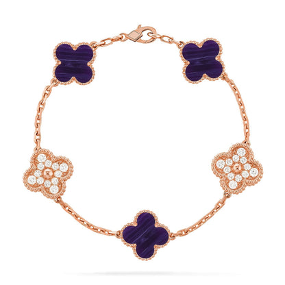 [Regalia Jewelry]CLOVER 5 MOTIF PURPLE STRIPES BRACELET COLLECTION