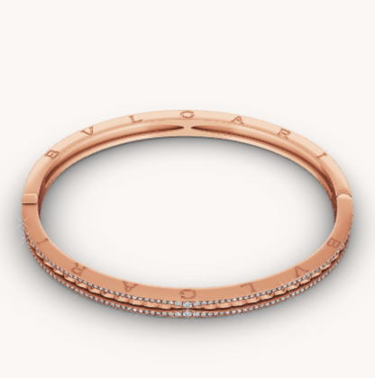 [Regalia Jewelry]ZERO 1 SPIRAL AND PAVED DIAMOND PINK GOLD BRACELET