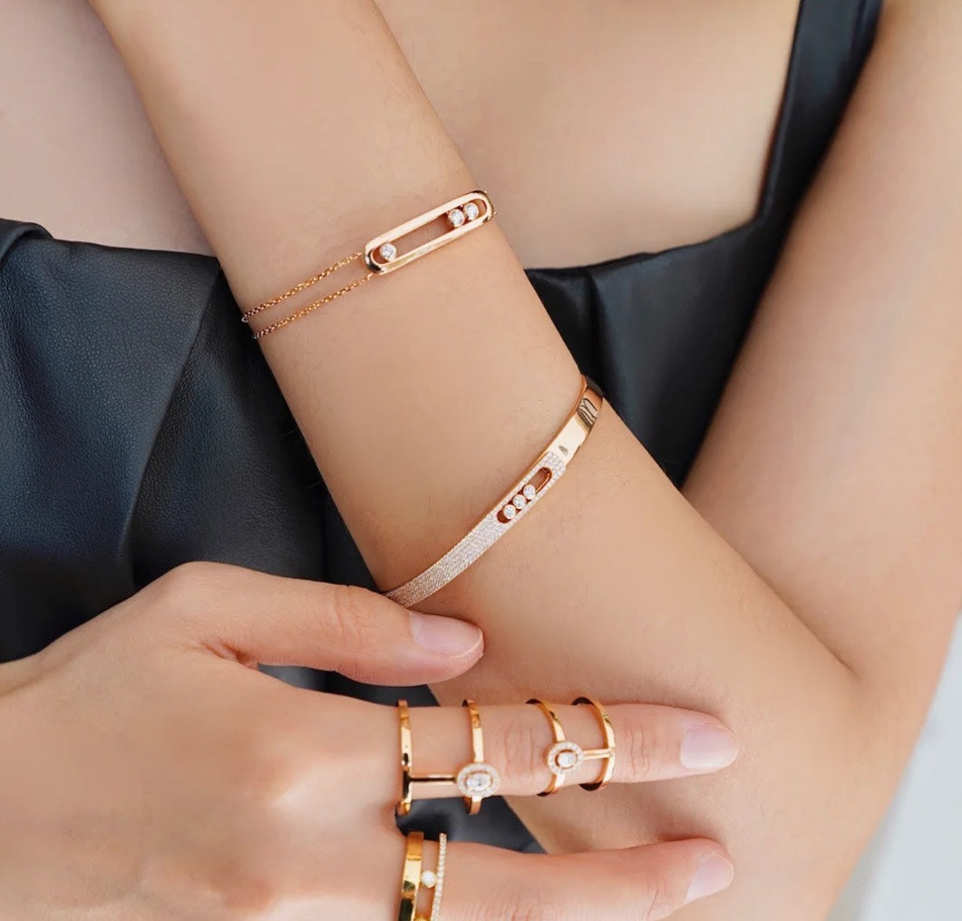 [Regalia  Jewels]Move Noa Rose Gold Pav¨¦ Diamond Bangle Bracelet