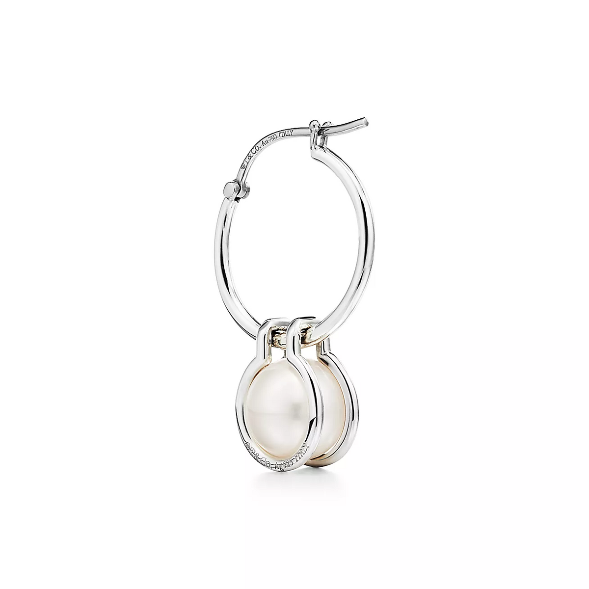 [Regalia Jewels]PEARL HOOP SILVER EARRINGS