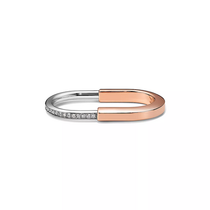 [Regalia Jewels]LOCK RING TOW-FINGER ROSE AND WHITE GOLD DIAMONDS