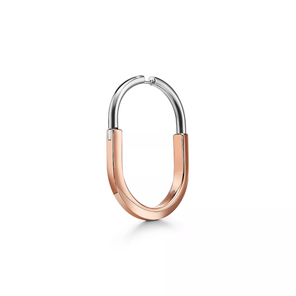 [Regalia Jewels]LOCK EARRINGS ROSE AND WHITE GOLD DIAMONDS EXTRA LARGE