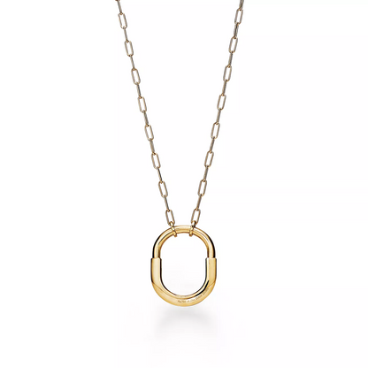[Regalia Jewels]LOCK NECKLACE MEDIUM PENDANT GOLD PAVED DIAMONDS