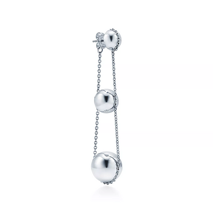 [Regalia Jewels]TRIPLE DROP SILVER EARRINGS
