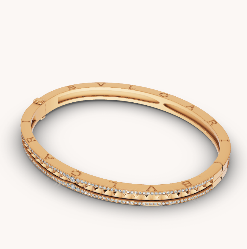 [Regalia Jewelry]ZERO 1 SPIRAL AND PAVED DIAMOND GOLD BRACELET