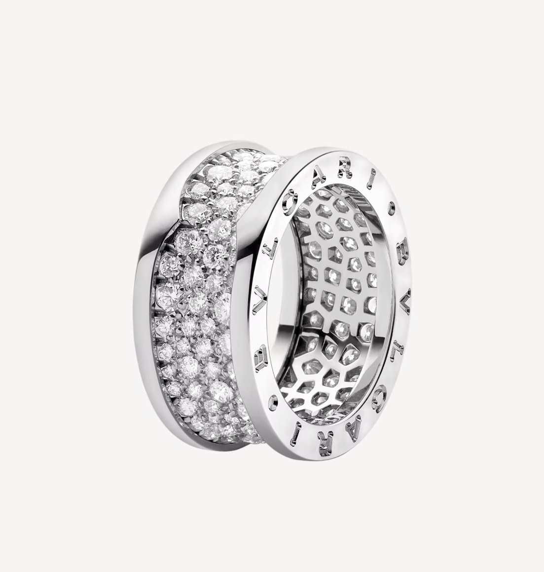 [Regalia Jewelry]ZERO 1 WITH PAVED DIAMONDS ON THE SPIRAL RING
