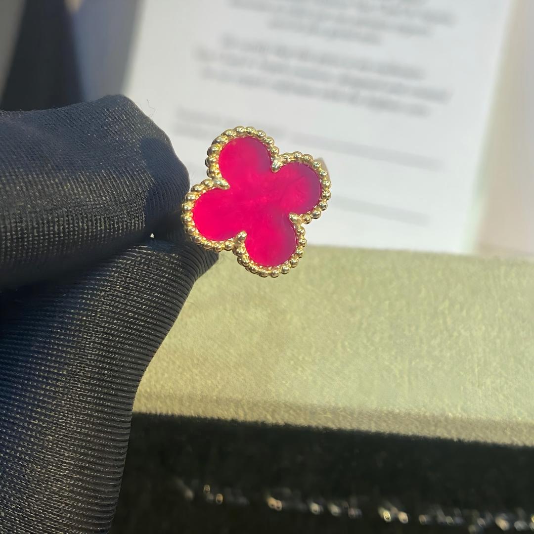 [Regalia Jewelry]NEW CLOVER PINK ENAMEL RINGS