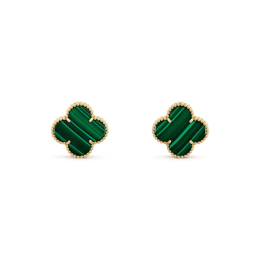[Regalia Jewelry]CLOVER MINI 9.5MM MALACHITE  EARRINGS