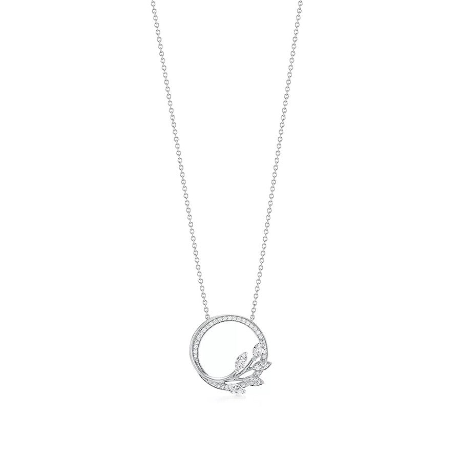 [Regalia Jewels]DIAMOND VINE CIRCLE PENDANT PLATINUM NECKLACE